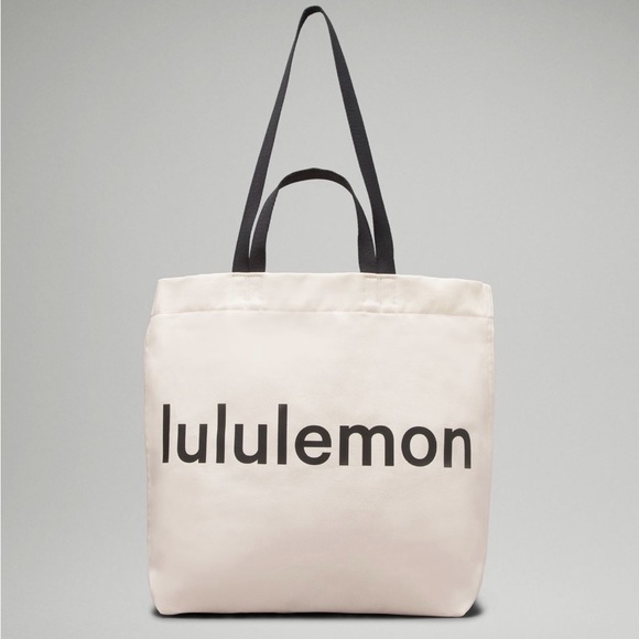 NWT Lululemon Double Handle Canvas Tote Bag 17L Natural & Black - Picture 1 of 13